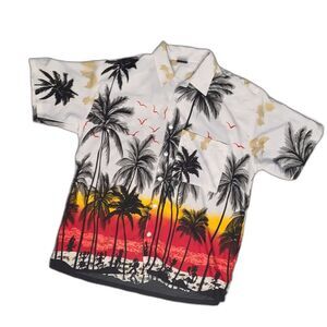 Mens Tropical Hawaiian Shirt Size M lightweight loose fit south Beach Palm Trees